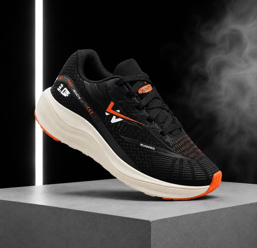 Tenis esportivo White Castle preto sobre pedestal